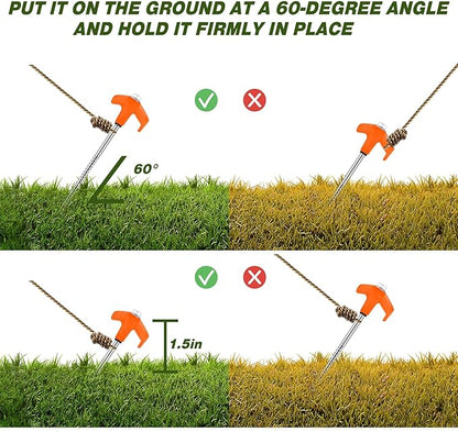 Hicarer 20 Pcs 20 Pcs 8'' Screw in Tent Stakes Heavy Duty Ground Metal Stakes for Inflatables with Hex Head Driver for Outdoor Camping Tent Inflatable Garden Decor (Orange)