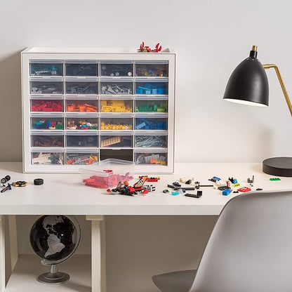 IRIS USA Plastic Storage Drawers, Made in USA, 24-Drawer Small Parts Organizer
