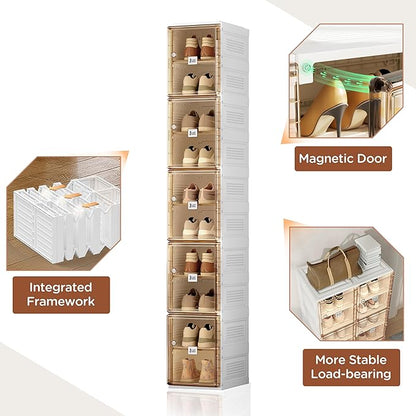 ANTBOX Shoe Organizer Storage Box, Portable Folding Shoe Rack