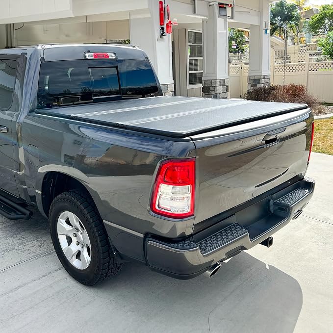 YITAMOTOR FRP Hard Tri-Fold Truck Bed Tonneau Cover Compatible with Dodge Ram 1500 2009-2024 (19-24 Classic ONLY), 5.7 ft Bed Without Rambox
