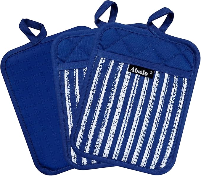 Alselo Silicone Pot Holders Set of 3 Heat Resistant & Non Slip Potholders