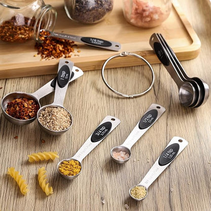 Magnetic Measuring Spoons Set of 9 Stainless Steel Stackable Measuring Spoons