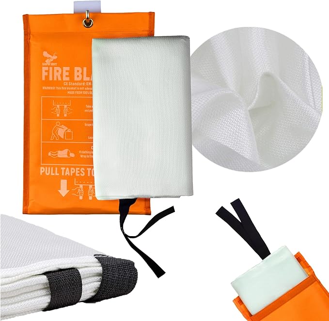 Supa Ant Emergency Fire Blanket for Home and Kitchen - 2 Pack 1500F High Visibility (Glow in The Dark) Smother Kitchen Fire Blanket - CE Certified Hero Fire Blankets Emergency for Home (40in)