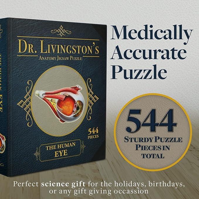 Dr. Livingston's Human Eye Anatomy Puzzle - A Medically Accurate Jigsaw Puzzle of The Human Eye - Educational Science Puzzles and Unique Gifts for Eye Doctors, Nurses and Medical Students