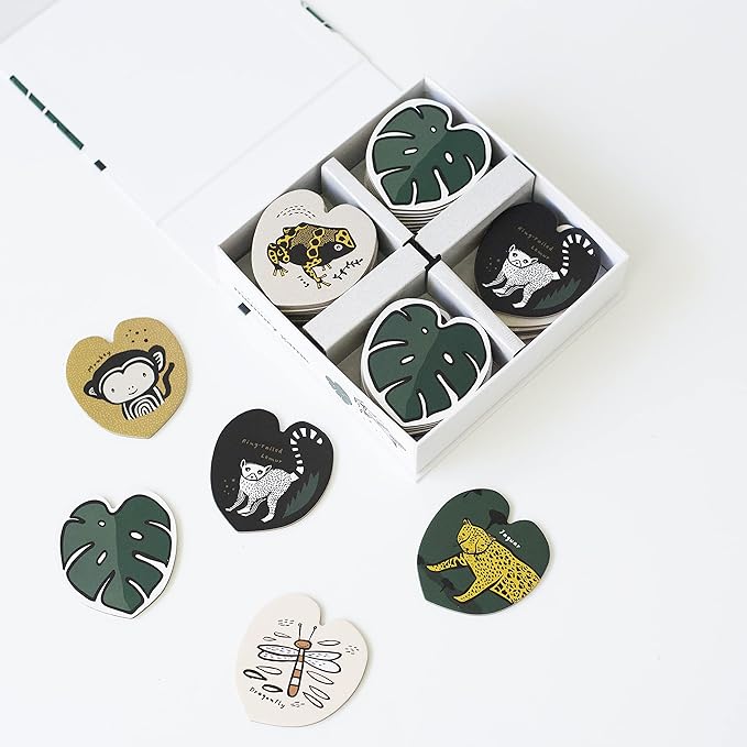Wee Gallery Memory Game - Jungle Animals and Plants - Brain Building Matching Activity - Animal Recognition, Motor Skills, Creative Play, and Problem Solving for Children