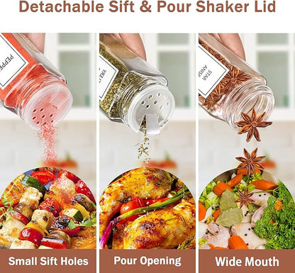 Aliggbent Spice Jars with Lable, Spice Containers Bottles, Glass Seasoning Jars