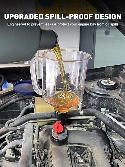 SMART JERRY - Spill-Proof Engine Oil Funnel Kit｜Oil Change Funnel w/ 12