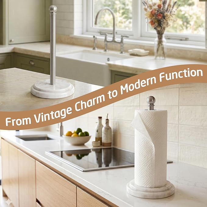 KES Anti-Slip Marble Paper Towel Holder Countertop