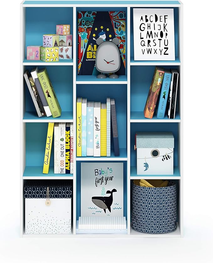 Furinno LUDER Book Shelf, 11-Cube Bookshelf, Reversible Bookcase, 9.4 x 29.1 x