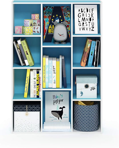 Furinno LUDER Book Shelf, 11-Cube Bookshelf, Reversible Bookcase, 9.4 x 29.1 x
