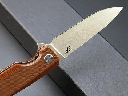 Eafengrow EF230 Folding Knife D2 Steel Blade G10 Handle Scales EDC Tool Knives for Outdoor Camping Hiking Working(brown)