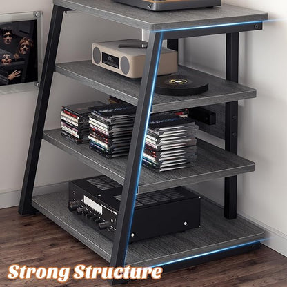 Besiost AV Media Stand with Outlets, Media Console with LED Lights, Stereo