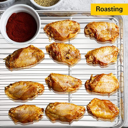 E-far Baking Cooling Rack Set of 2, Stainless Steel Metal Roasting Cooking Racks