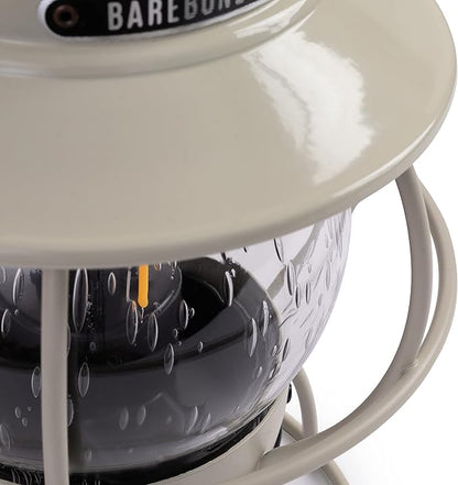 Barebones Railroad Lantern ??Vintage White, Vintage-Inspired LED Camping Lantern with Rechargeable Battery ??Adjustable Brightness Outdoor Light for Camping Gear, Backyard, and Home Decor