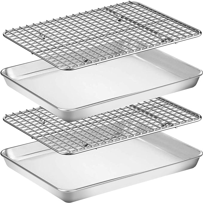Baking Sheet with Rack Set, Wildone Stainless Steel Cookie Sheet Baking Pan
