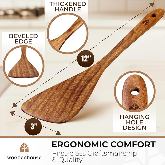Wooden Spatula for Cooking, 12 Inch