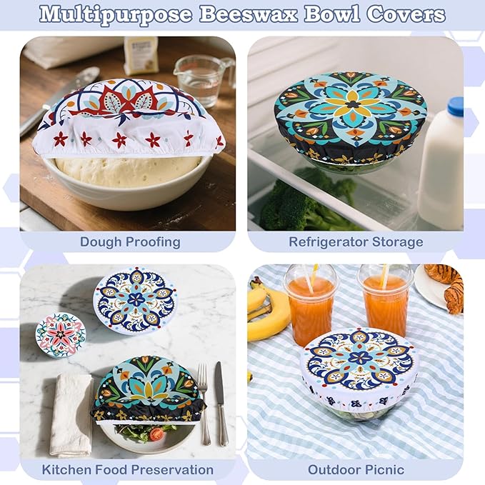 5-Size Reusable Beeswax Bowl Covers