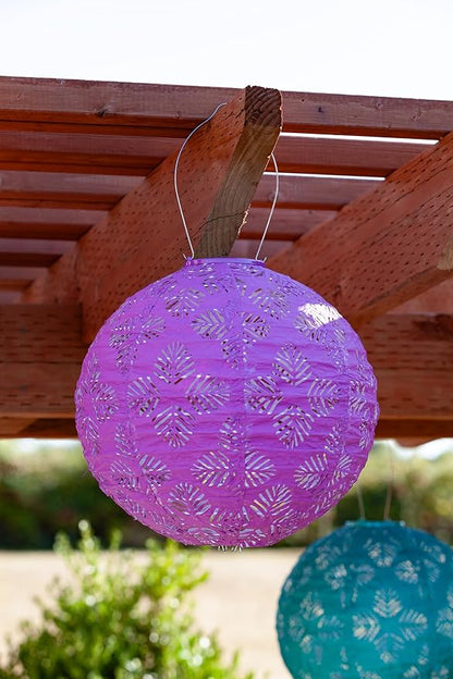 Allsop Soji Stella - Brights Geo Palm - 12" Outdoor Solar Lantern - Violet