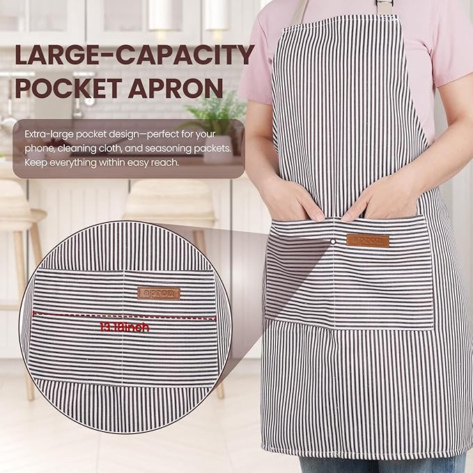 Serrenf 2 Pack Apron, Cooking Kitchen Aprons, Adjustable Bib Apron