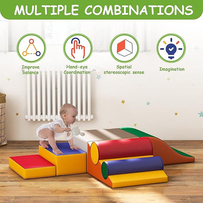 Betterhood Climbing Blocks for Toddlers 1-3, 7 Pcs Kids Soft Play Set, Toddler Soft Couch Climber Gymnastics Equipment for Crawling and Sliding at Home, Preschool