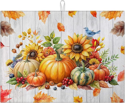 Sunflower Pumpkin Dish Drying Mat