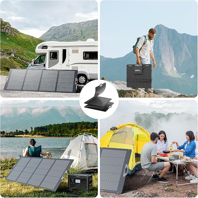 GRECELL 350W Portable Solar Panel for Power Station Generator, Foldable Solar Panel, 37.4V High-Efficiency Solar Charger 350W Power Backup with XT60/Anderson Output for Outdoor Van Camper Off-Grid