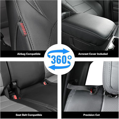 coverdream Tacoma Leather Seat Covers Custom Fit for 2024-2026 Toyota Tacoma Hybrid TRD Sport,TRD Off-Road,Limited,Trailhunter,Fully Covered,Luxury Waterproof Car Seat Protector (Full Set,Black/Gray)