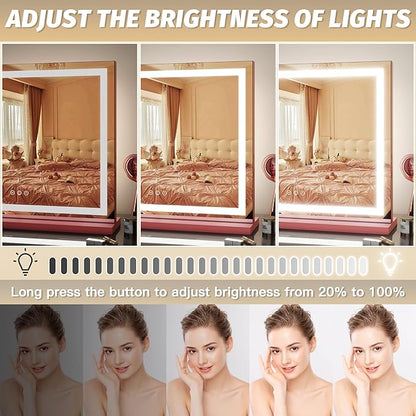FENNIO Vanity Mirror with Lights 23"x18", Lighted Makeup Mirror, Large Vanity