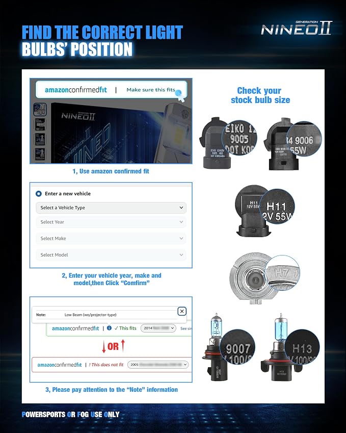 NINEO H4 Bulbs, 9003 Fog Lights, [2025 Upgrade] 600% Brighter 6500K White, Fan-Cooled, No Flicker, Plug & Play, Off Road or Fog Light, 2 Pack