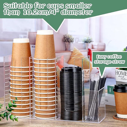 Cunhill 4 Compartments Acrylic Coffee Cup and Lid Storage Organizer Holder