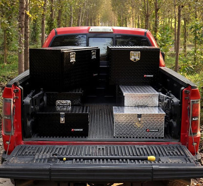 FORWODE 39 Inch Aluminum Truck Tool Box Lockable Truck Bed Tool Box Waterproof Truck Bed Storage Box with Gas Struts & Side Handle Truck Tool Chest for Pickup, Truck Bed, RV, Trailer & Garage (Black)