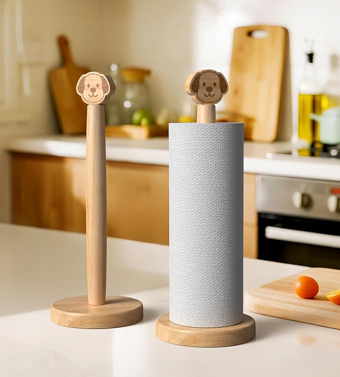 KitchLife Cute Wooden Paper Towel Holder Countertop