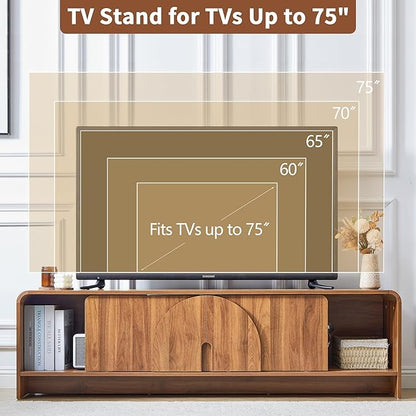 BERRYMERRY 63'' TV Stand for Up to 75" TVs, MCM TV Console Table