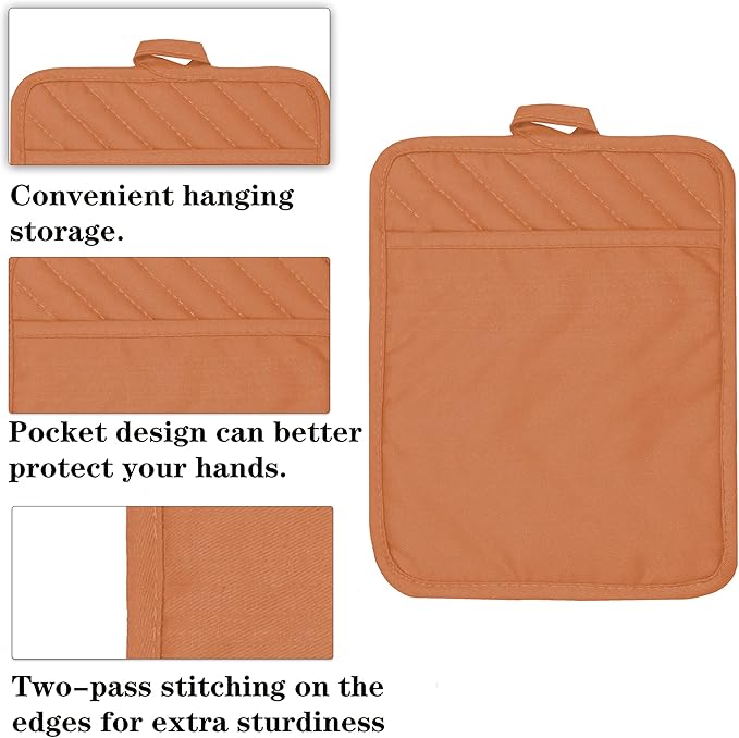 Oven Pot Holder with Pocket Cotton Heat Resistant Coaster Potholder Kitchen Hot