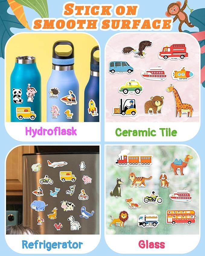 Benresive Reusable Sticker Book for Toddlers 2-4 Years, 3 Sets Travel Stickers for Kids, Waterproof Sticker Books for Toddlers 1-3, Crafts Activities for Todddlers 1-3 2-4 3-5