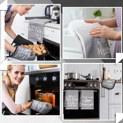 Sratte 6 Pcs Kitchen Decor Accessories Set Farmhouse Towels Pot Holders Oven