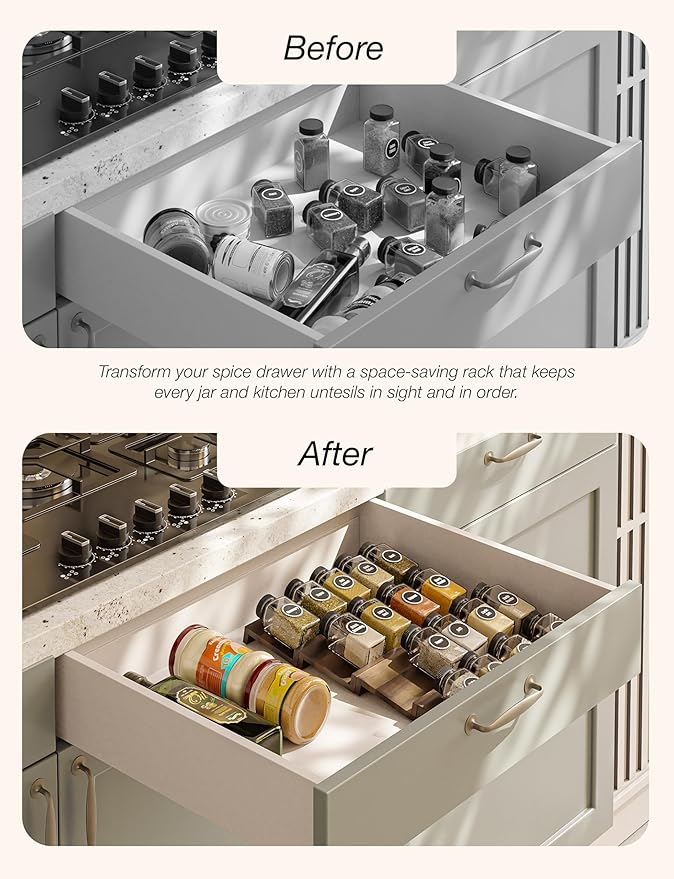 Tinamo Acacia Wooden Spice Rack Organizer
