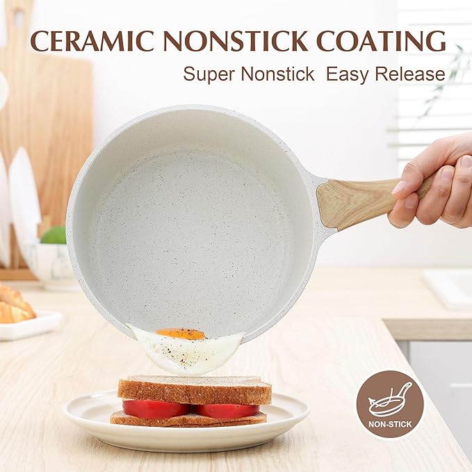 SENSARTE White Ceramic Nonstick Saucepan