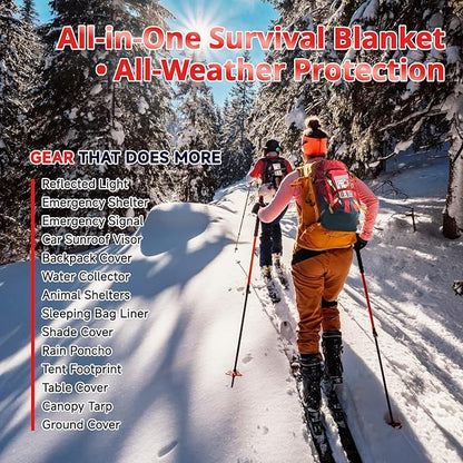 SecuCaptain Survival Emergency Thermal Blankets: Extra Large 84??x63??Space Mylar Blanket Kit for Outdoor Cold Winter Camping Hiking Car Bug Out Bag or First Aid - 4 Pack