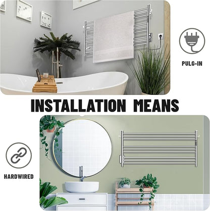 K&KALONZO Towel Warmer for Bathroom, Wall-Mounted 9-Bar Heated Towel Rack