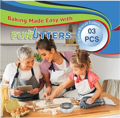 Cookie Cutter Set, Measuring 2'', and 4'', Round Metal Baking Rings