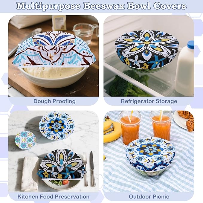5-Size Reusable Beeswax Bowl Covers