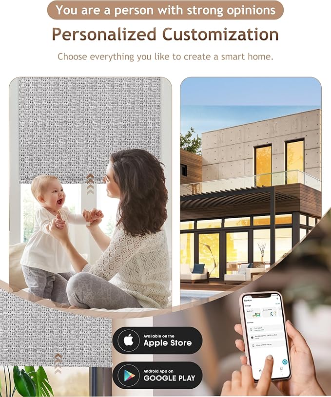 Kincmo Motorized Blinds with Remote, 100% Blackout Motorized Roller Shades Work