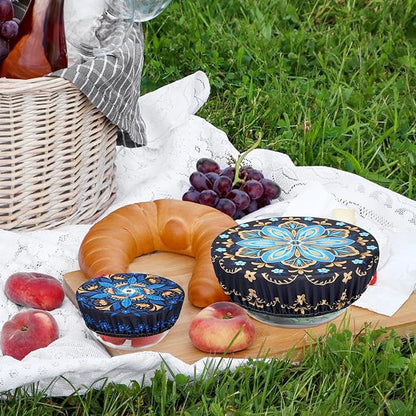 5 Pieces Bowl Covers Reusable, 5 Size Elastic Cloth Bowl Covers