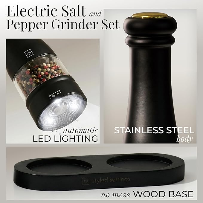 Electric Salt and Pepper Grinder Set