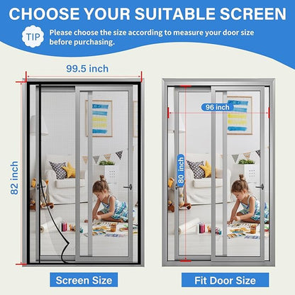 Magnetic Screen Door Mesh Left Right Side Opening Upgraded PET Material Mesh