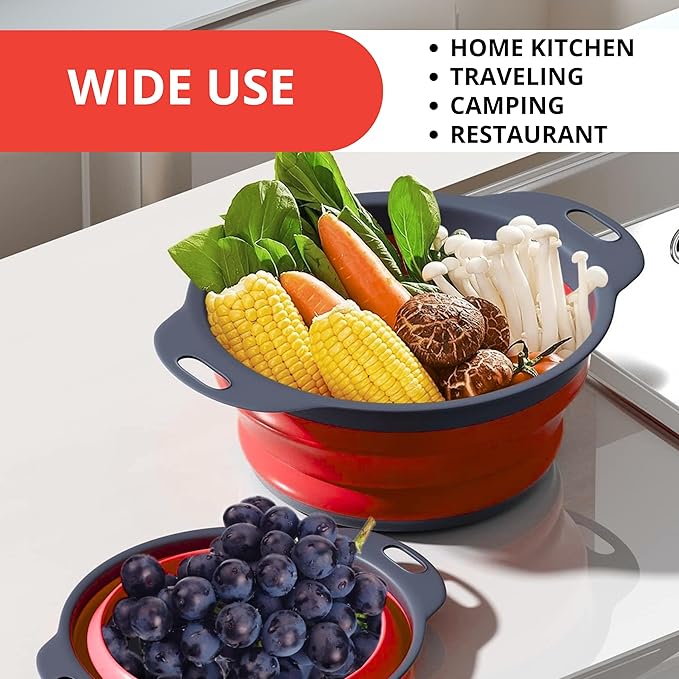 Set of 3 Red Food Strainer for Kitchen