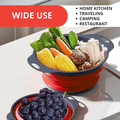 Set of 3 Red Food Strainer for Kitchen