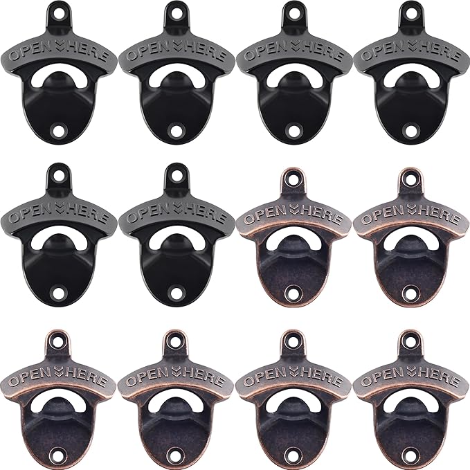 12 Packs Antique Copper Wall Mount Bottle Opener Bulk, Old Fashioned Beer Top