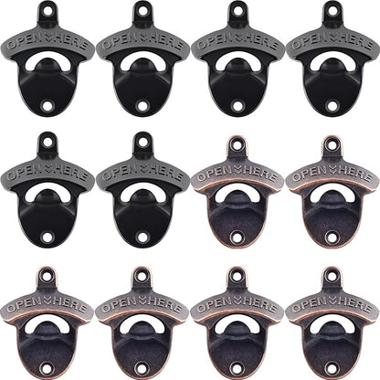 12 Packs Antique Copper Wall Mount Bottle Opener Bulk, Old Fashioned Beer Top